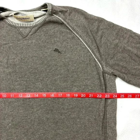 Tommy Bahama 100% Cotton Brown Crew Neck Heathered Mens Soft Sweater Size XL - Picture 14 of 15